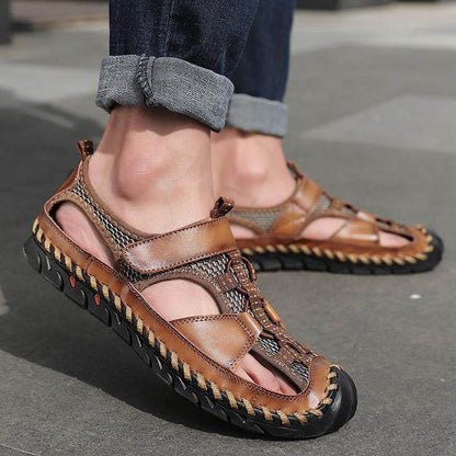 Sandalias de cuero sin deslizamiento sin deslizamiento de Kaegreel para hombre.