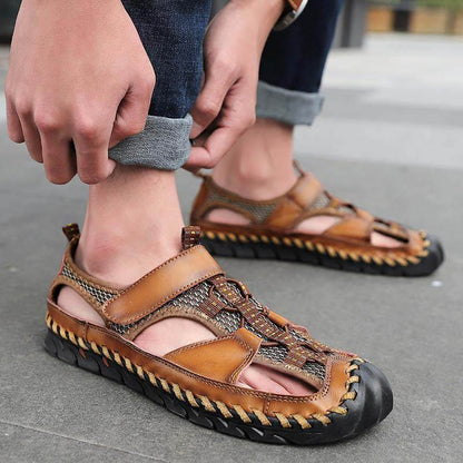 Sandalias de cuero sin deslizamiento sin deslizamiento de Kaegreel para hombre.
