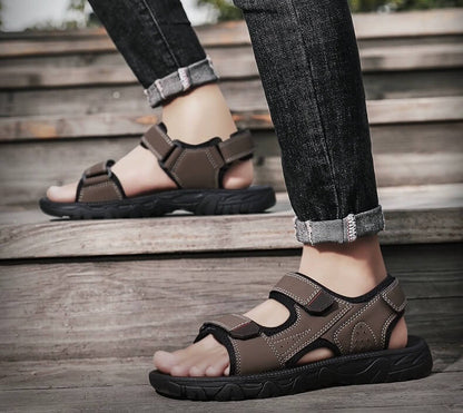 Herrensandalen Outdoor Echtleder Atmungsaktive Herrensandalen Leder Handgefertigte Herren Strandsandalen