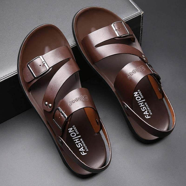 Kaegreel Men verano cómodo de cuero descalzo sandalias