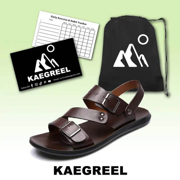 Kaegreel Men verano cómodo de cuero descalzo sandalias