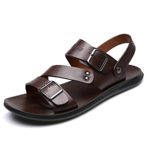 Kaegreel Men verano cómodo de cuero descalzo sandalias