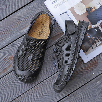 Kaegreel Men's Rubber Toe Cap Leather Handmade Breathable Water Sandals