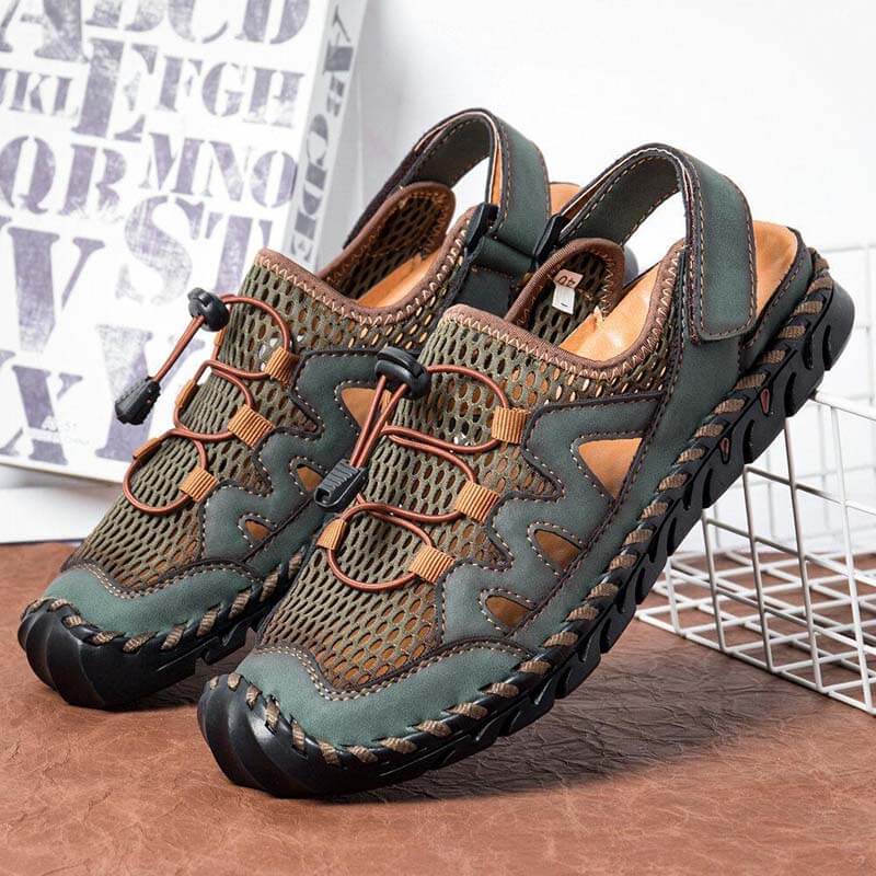 Kaegreel Caoutchouc en caoutchouc en caoutchouc en caoutchouc en cuir sandales à l'eau respirant à la main