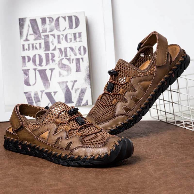 Kaegreel Caoutchouc en caoutchouc en caoutchouc en caoutchouc en cuir sandales à l'eau respirant à la main