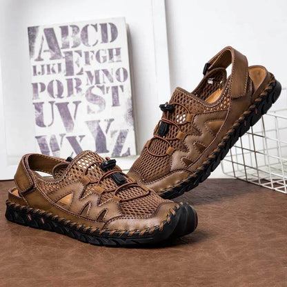 Kaegreel Caoutchouc en caoutchouc en caoutchouc en caoutchouc en cuir sandales à l'eau respirant à la main