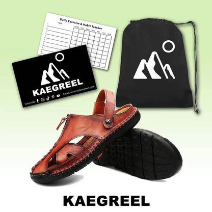 Men's Casual Closed Toe Leather Handmade Sandals Adjustable Fisherman Beach Sandals for Walking Walking Outdoors