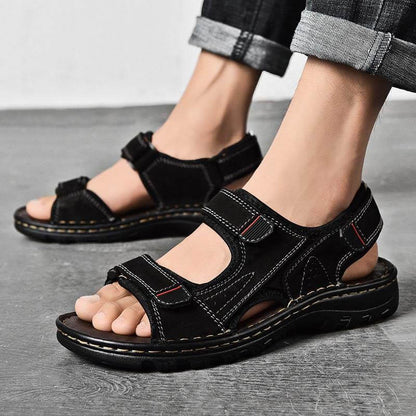 Sandales masculines extérieures en cuir authentique respirant sandales masculines en cuir fait à la main les sandales de plage masculine