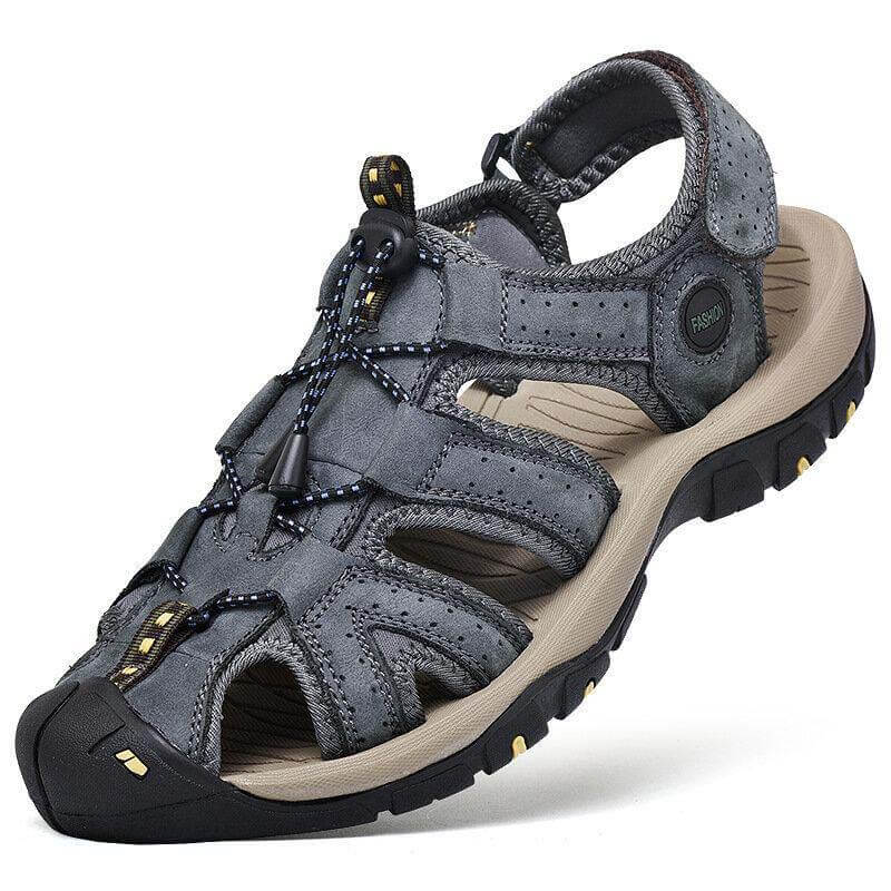 Hombres Cow Wide Breathable sin deslizamiento Cerrado Toe Wading sandalias al aire libre