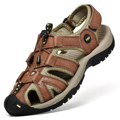 Hombres Cow Wide Breathable sin deslizamiento Cerrado Toe Wading sandalias al aire libre