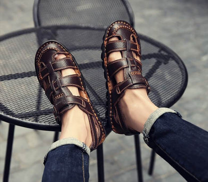 Hochwertige Sandalen aus Rindsleder für den Sommer im Freien, handgefertigte Herrensandalen, modische und bequeme Herren-Strandschuhe aus Leder