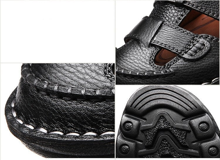 Hochwertige Sandalen aus Rindsleder für den Sommer im Freien, handgefertigte Herrensandalen, modische und bequeme Herren-Strandschuhe aus Leder