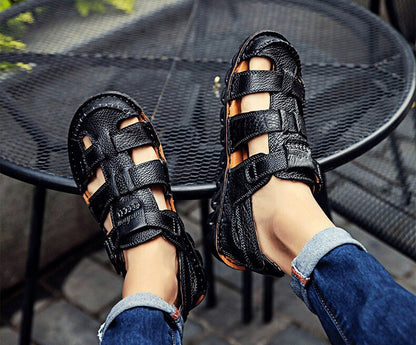 Hochwertige Sandalen aus Rindsleder für den Sommer im Freien, handgefertigte Herrensandalen, modische und bequeme Herren-Strandschuhe aus Leder