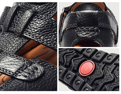 Hochwertige Sandalen aus Rindsleder für den Sommer im Freien, handgefertigte Herrensandalen, modische und bequeme Herren-Strandschuhe aus Leder