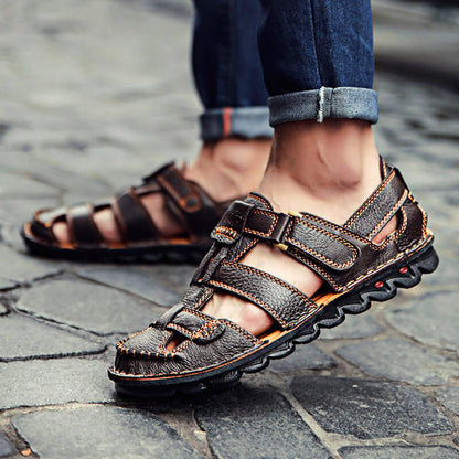 Hochwertige Sandalen aus Rindsleder für den Sommer im Freien, handgefertigte Herrensandalen, modische und bequeme Herren-Strandschuhe aus Leder