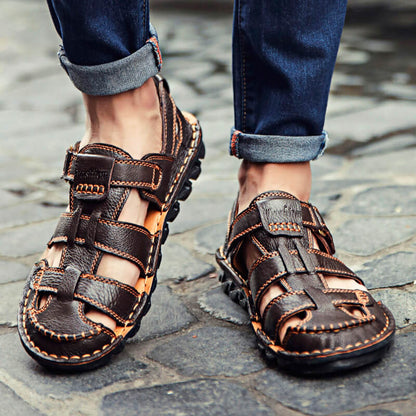 Hochwertige Sandalen aus Rindsleder für den Sommer im Freien, handgefertigte Herrensandalen, modische und bequeme Herren-Strandschuhe aus Leder
