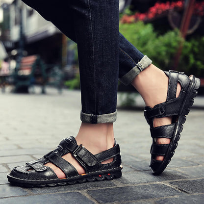 Hochwertige Sandalen aus Rindsleder für den Sommer im Freien, handgefertigte Herrensandalen, modische und bequeme Herren-Strandschuhe aus Leder