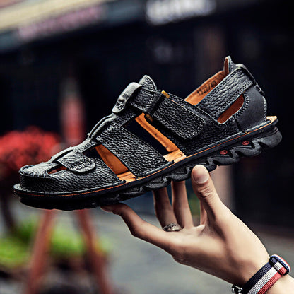 Hochwertige Sandalen aus Rindsleder für den Sommer im Freien, handgefertigte Herrensandalen, modische und bequeme Herren-Strandschuhe aus Leder
