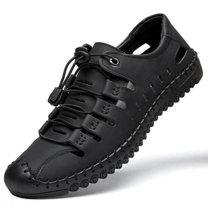 Las sandalias para hombres usan zapatos de agujero de cuero de suela suave Sandalias huecas casuales