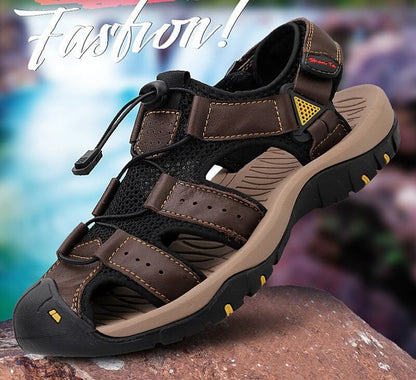 Herren Rindsleder Atmungsaktiv Rutschfest Weicher Boden Bequeme Outdoor Casual Strandsandalen
