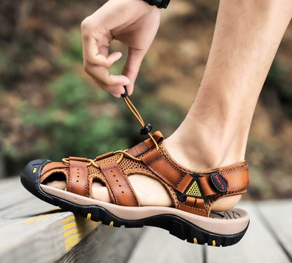 Herren Rindsleder Atmungsaktiv Rutschfest Weicher Boden Bequeme Outdoor Casual Strandsandalen