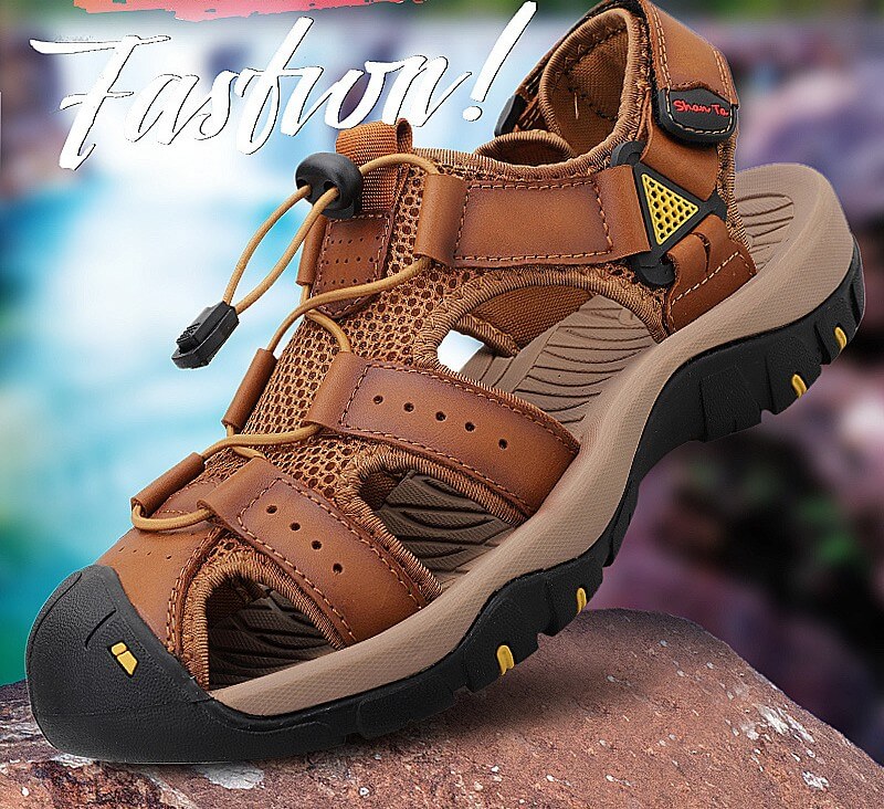 Herren Rindsleder Atmungsaktiv Rutschfest Weicher Boden Bequeme Outdoor Casual Strandsandalen