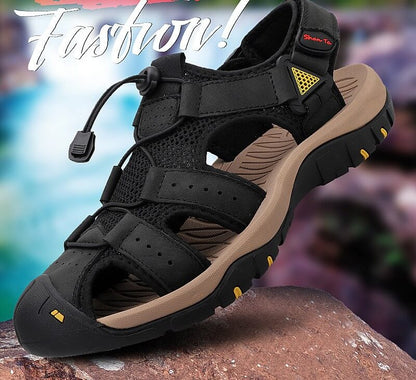 Herren Rindsleder Atmungsaktiv Rutschfest Weicher Boden Bequeme Outdoor Casual Strandsandalen