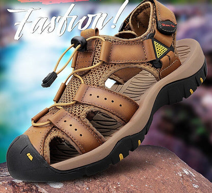Herren Rindsleder Atmungsaktiv Rutschfest Weicher Boden Bequeme Outdoor Casual Strandsandalen
