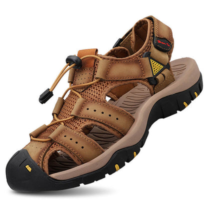 Herren Rindsleder Atmungsaktiv Rutschfest Weicher Boden Bequeme Outdoor Casual Strandsandalen