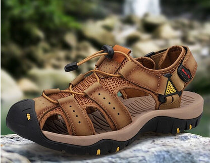 Herren Rindsleder Atmungsaktiv Rutschfest Weicher Boden Bequeme Outdoor Casual Strandsandalen
