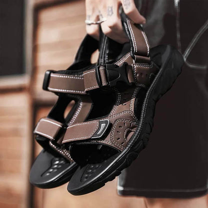 2025 夏季新款男士休闲魔术贴凉鞋户外透气轻便时尚百搭沙滩鞋男鞋