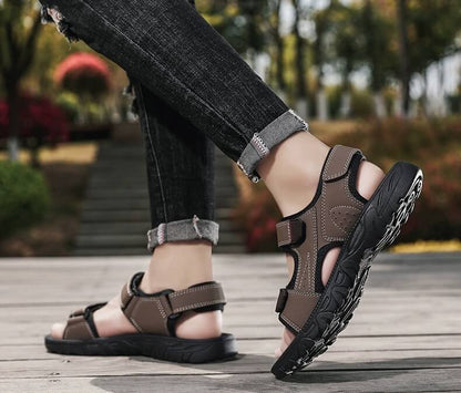 Herrensandalen Outdoor Echtleder Atmungsaktive Herrensandalen Leder Handgefertigte Herren Strandsandalen