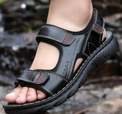 Herrensandalen Outdoor Echtleder Atmungsaktive Herrensandalen Leder Handgefertigte Herren Strandsandalen