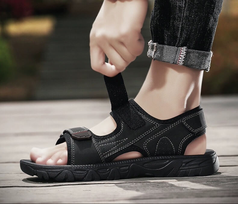 Herrensandalen Outdoor Echtleder Atmungsaktive Herrensandalen Leder Handgefertigte Herren Strandsandalen