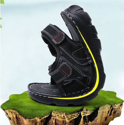 Herrensandalen Outdoor Echtleder Atmungsaktive Herrensandalen Leder Handgefertigte Herren Strandsandalen