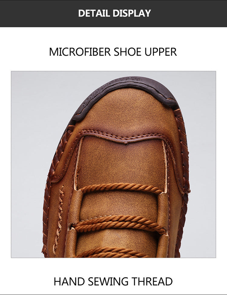 Kaegreel Men's Vintage Hand Stitching Comfort Soft Leather Boots