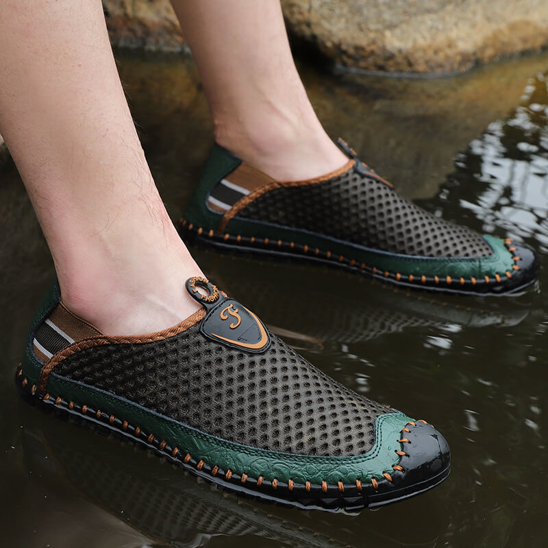Kaegreel Grand taille Hommes Couture à la main maille chaussures d'eau en plein air Sneakers résistant à la glissement extérieure