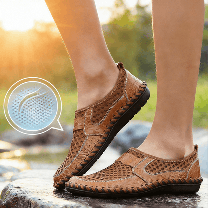 Kaegreel Men's Stitching Honeycomb Mesh Soft Loafers Breathable Outdoor Casual Shoes