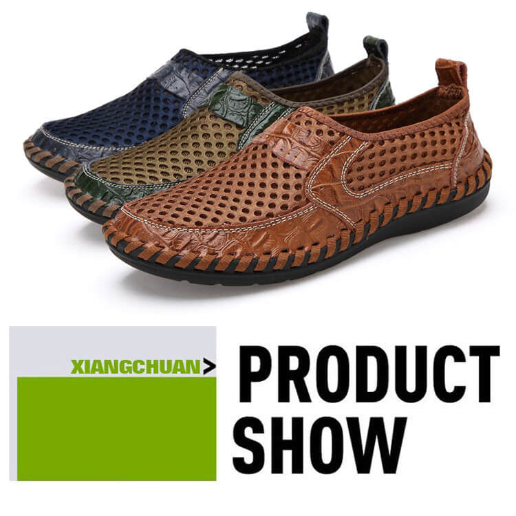 Kaegreel Men's Stitching Honeycomb Mesh Soft Loafers Breathable Outdoor Casual Shoes