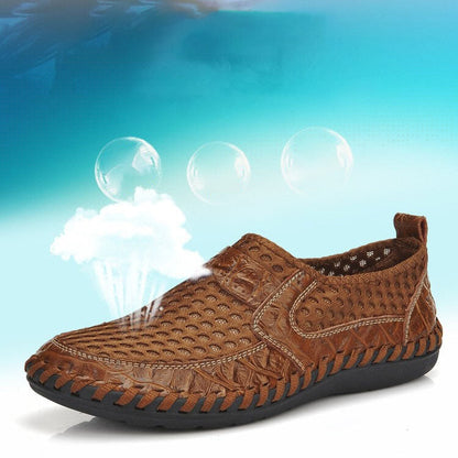 Kaegreel Men's Stitching Honeycomb Mesh Soft Loafers Breathable Outdoor Casual Shoes