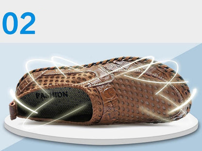 Kaegreel Men's Stitching Honeycomb Mesh Soft Loafers Breathable Outdoor Casual Shoes