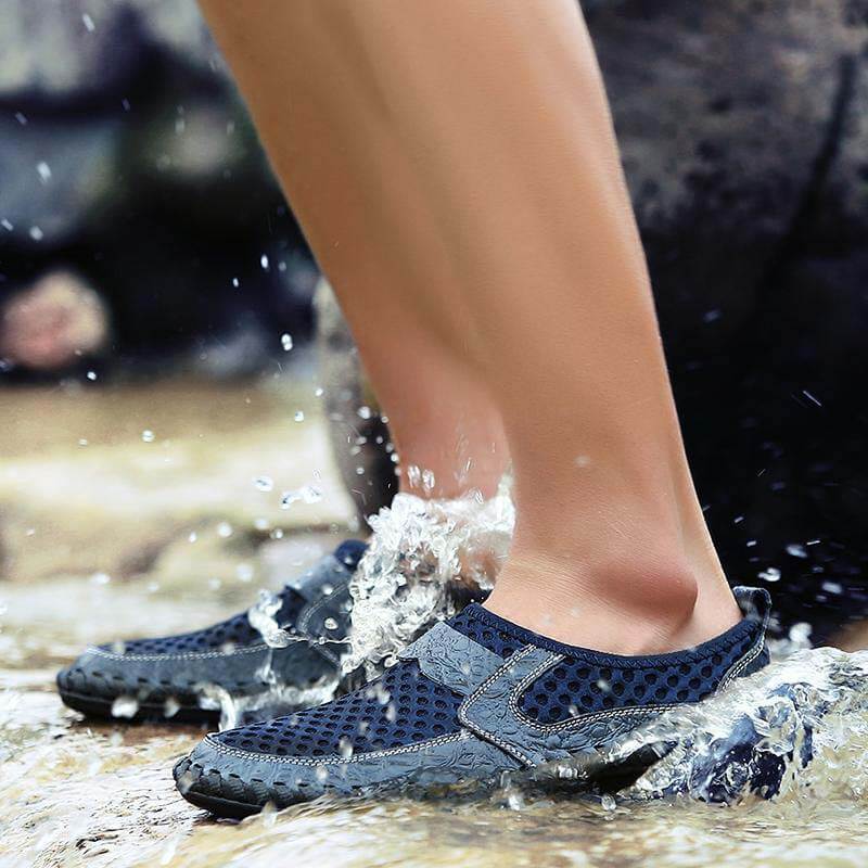 Kaegreel Men's Stitching Honeycomb Mesh Soft Loafers Breathable Outdoor Casual Shoes