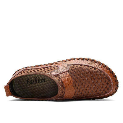 Kaegreel Men's Stitching Honeycomb Mesh Soft Loafers Breathable Outdoor Casual Shoes