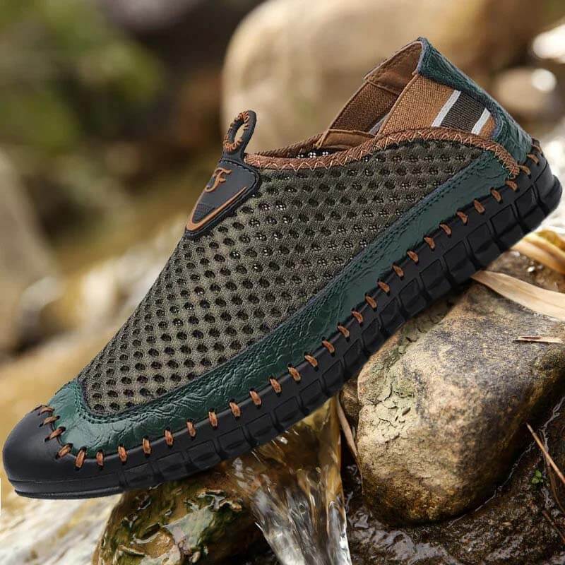 Kaegreel Menores de gran tamaño Hombres Puntas de agua de malla zapatos de agua resbalones al aire libre zapatillas de deporte