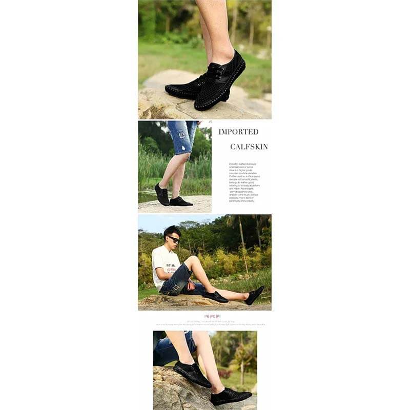 Summer Breathable Mesh Men Casual Shoes For Comfortable Handmade Men Lace-Up Loafers Men Shoes