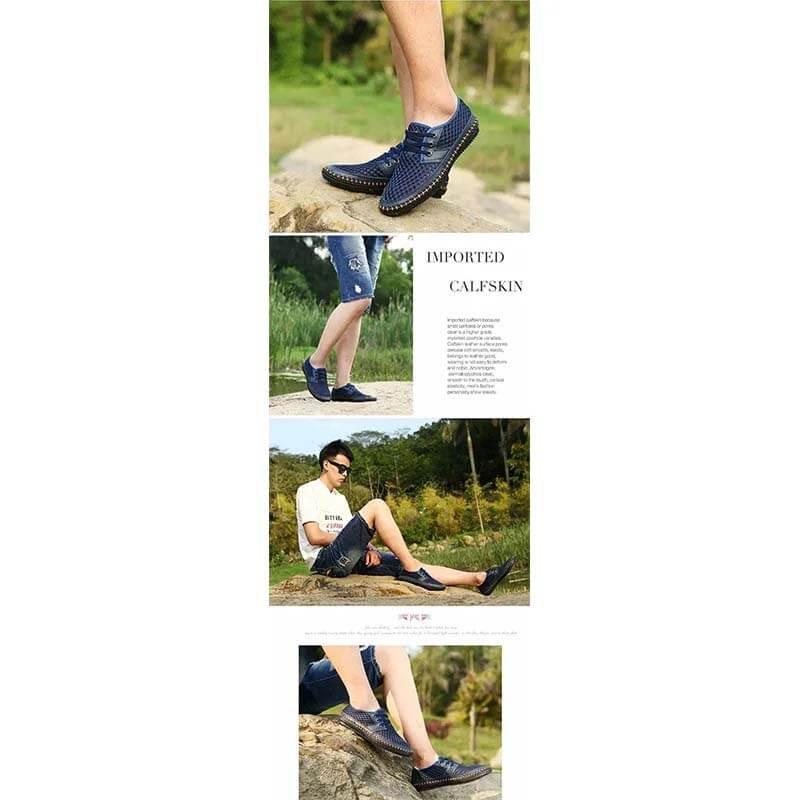 Summer Breathable Mesh Men Casual Shoes For Comfortable Handmade Men Lace-Up Loafers Men Shoes