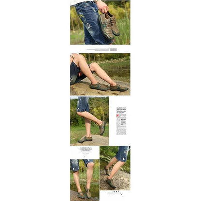 Summer Breathable Mesh Men Casual Shoes For Comfortable Handmade Men Lace-Up Loafers Men Shoes