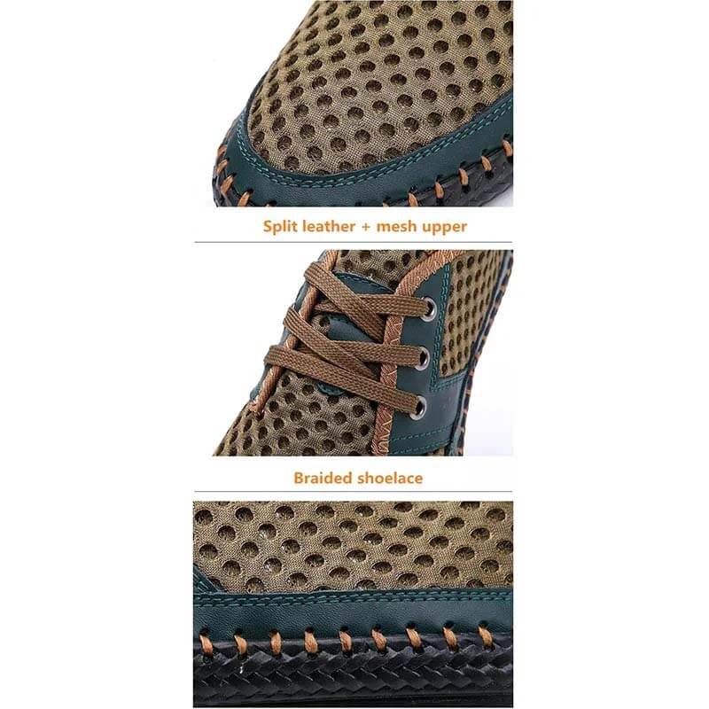 Summer Breathable Mesh Men Casual Shoes For Comfortable Handmade Men Lace-Up Loafers Men Shoes