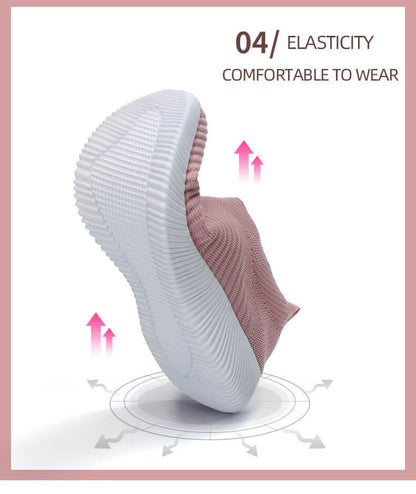 Women Elastic Socks Shoes Sports Casual Lightweight Flat Flying Woven Slip-on