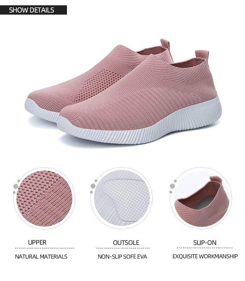 Women Elastic Socks Shoes Sports Casual Lightweight Flat Flying Woven Slip-on
